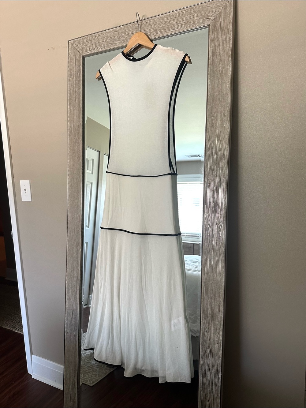 Meshki Aris Sleeveless Sheer White And Black Maxi Dress NWT Size Small